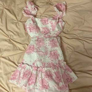 floral pink and white dress